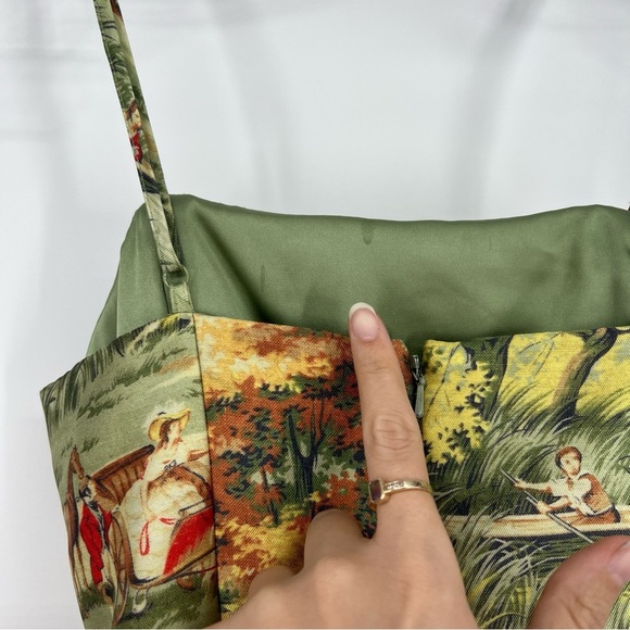 Alice McCall Voodoo Green Belted Printed Brocade Strappy Ruffle Mini Dress 2 - Picture 7 of 13